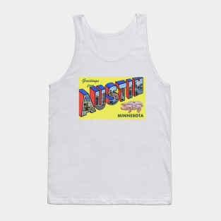 Greetings from Austin, Minnesota - Swine Capital of the World: Vintage Large Letter Postcard Tank Top